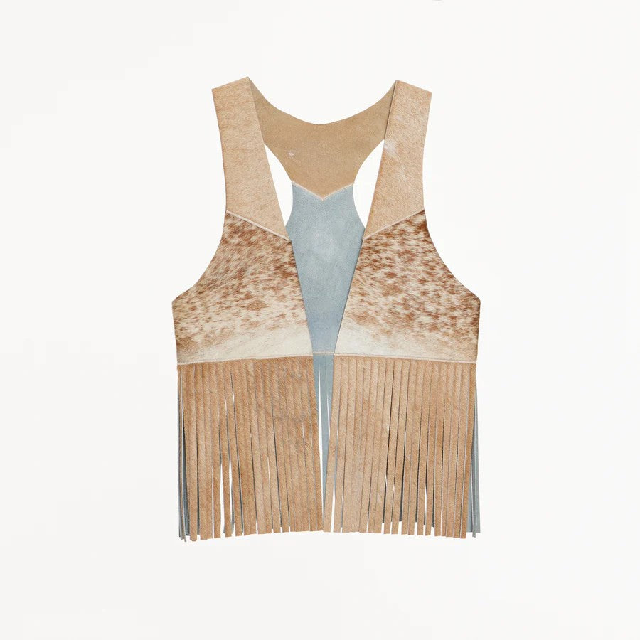 Top Quality Cowhide Buckskin Vest with Fringes